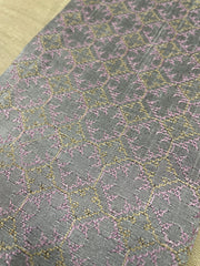 Grey kasuti bloom blouse with subtle embroidered motifs